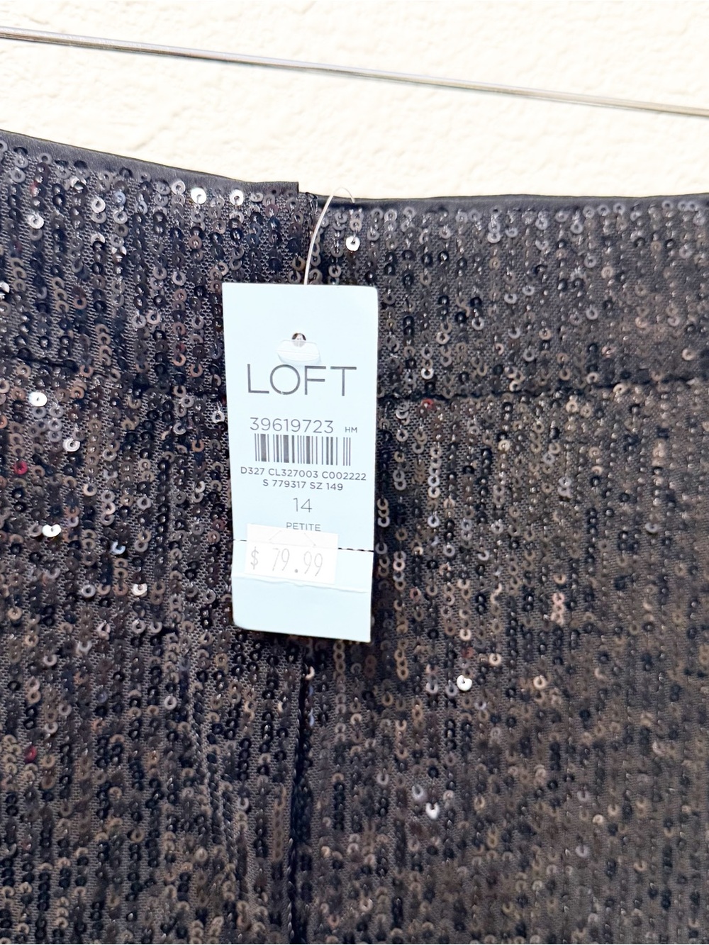 NEW LOFT Petite Sequin Straight Pants Black 14 Petite NWT - Picture 5 of 7